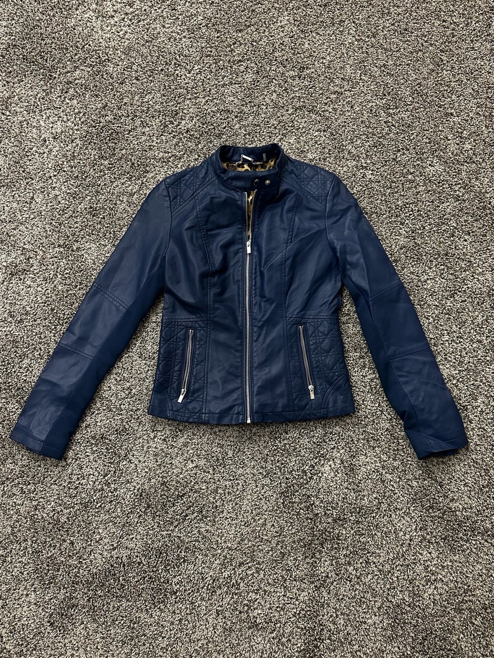 Black Rivet Blue Navy Leather Jacket (XS)